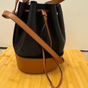 Elegant Black and Brown Bucket Bag